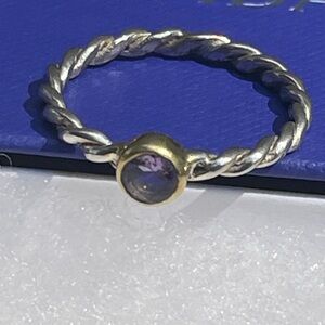 Silpada Twisted Silver Ring with Gold and Purple Accent